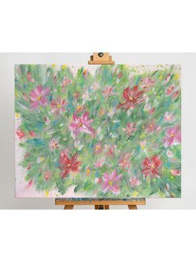Flowering 2 Original Acrylic Painting Floral Wall Art On 8x10 Stretched Canvas